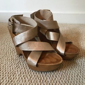 Michael Kors wooden wedges w/ ankle strap!
